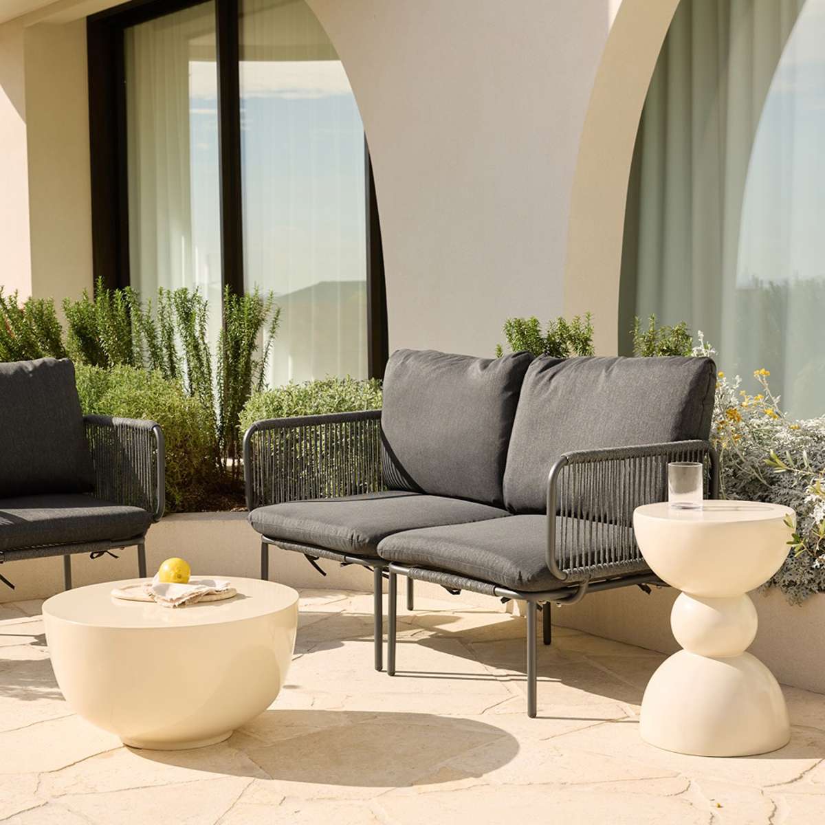 Sorrento Outdoor Two Seater Sofa - Charcoal - Image 4