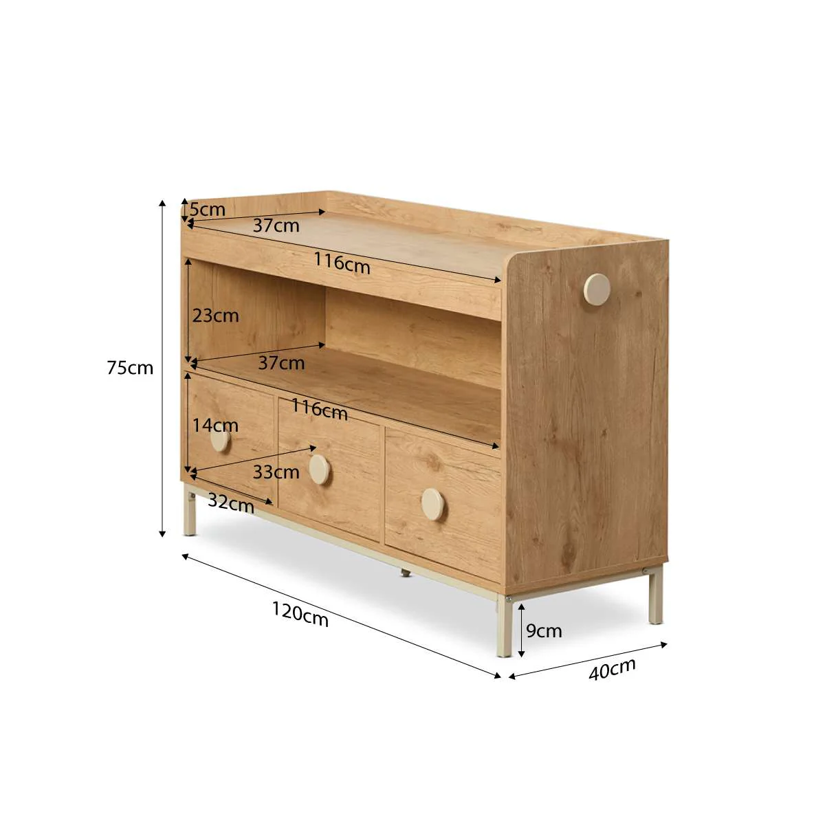 Spotty Book Storage with Toy Drawer Organiser - Cream - Image 7