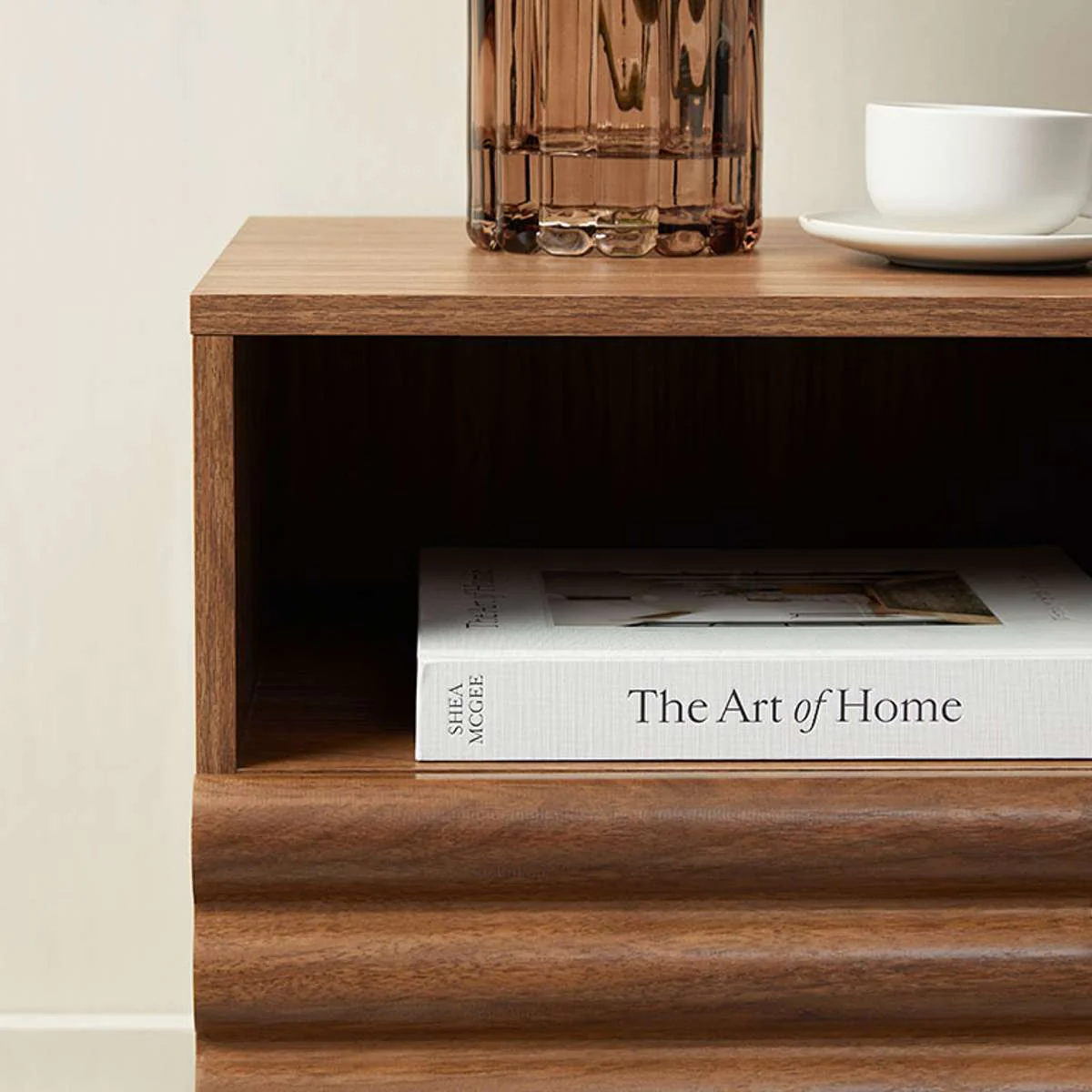 Theodore Ribbed Bedside Table - Walnut - Image 2