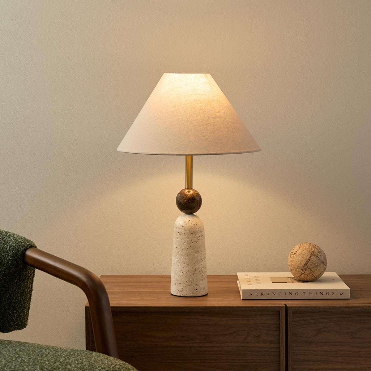 Travertine and Marble Table Lamp - Image 4