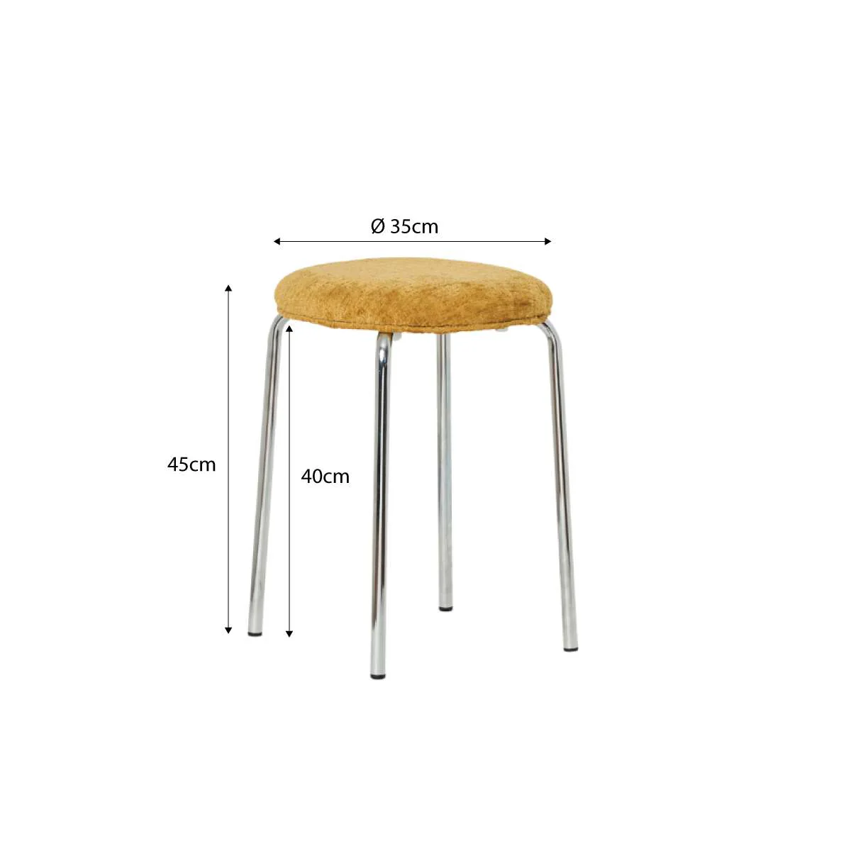 Vivi Chrome Stool - Mustard Cheneille - Image 6