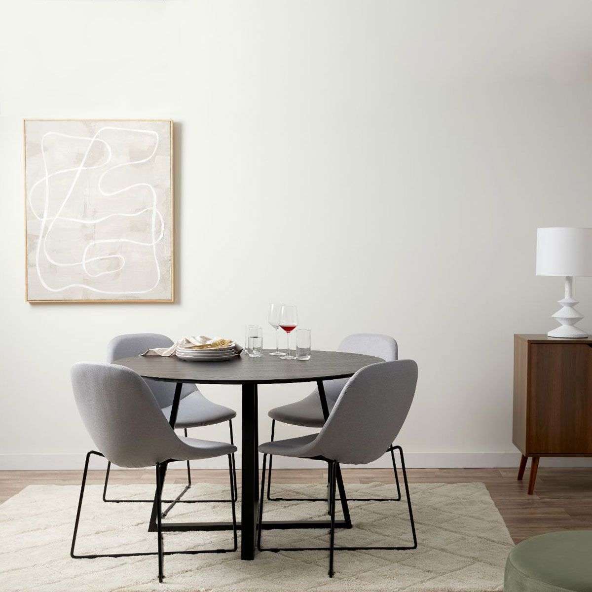 Zander 4 Seater Round Dining Table - Black - Image 3